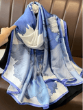U at Home Silk Feeling Floral Blue Scarf