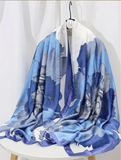 U at Home Silk Feeling Floral Blue Scarf