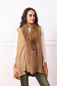 U at Home Beige Faux Fur Vest