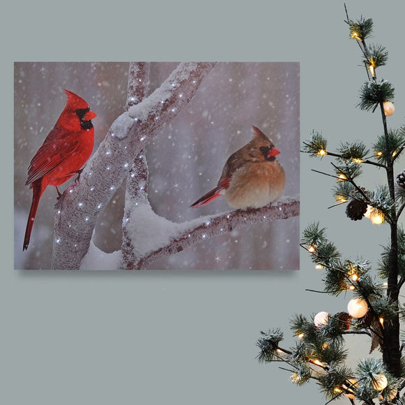 U at Home Cardinals on a Snowy Branch LED Canvas