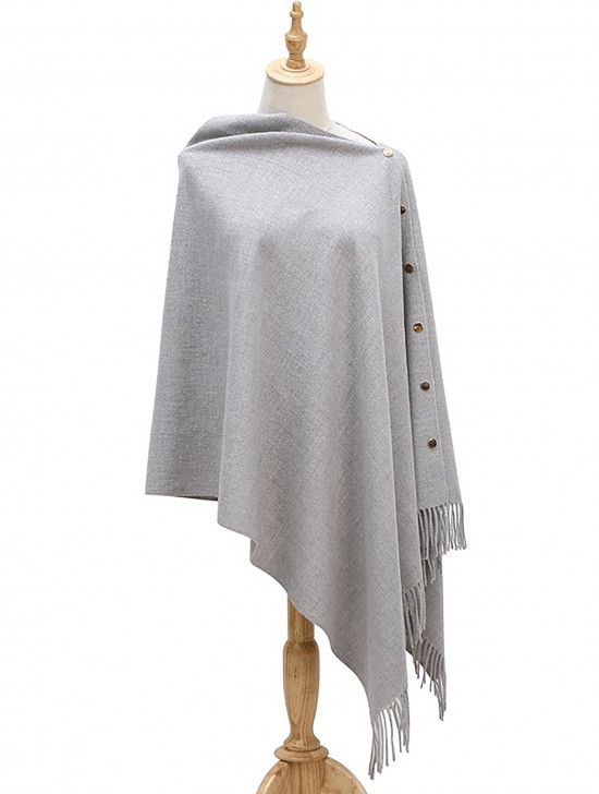 U at Home Cashmere Feeling Grey Scarf With Openable Buttons