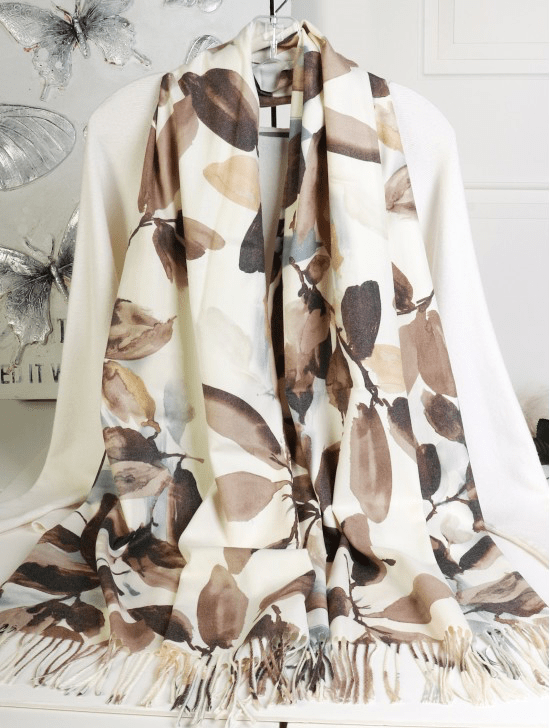 U at Home Cashmere Feeling Leaf Print Premium Scarf