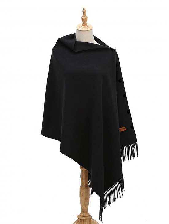 U at Home Cashmere Feeling Scarf w/ Openable Black Button Details