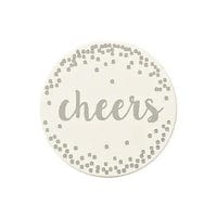 U at Home Cheers Ceramic Coaster White & Grey
