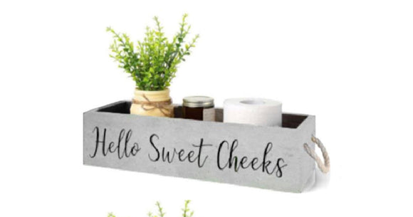U at Home Hello Sweet Cheeks- Wood Box w/rope handles