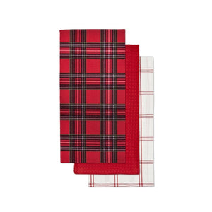 U at Home Holiday Plaid Tea Towel Set of 3