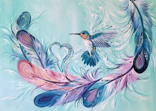 U at Home Hummingbird Feathers Art Card