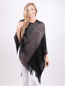 U at Home Multi-speckled striped poncho