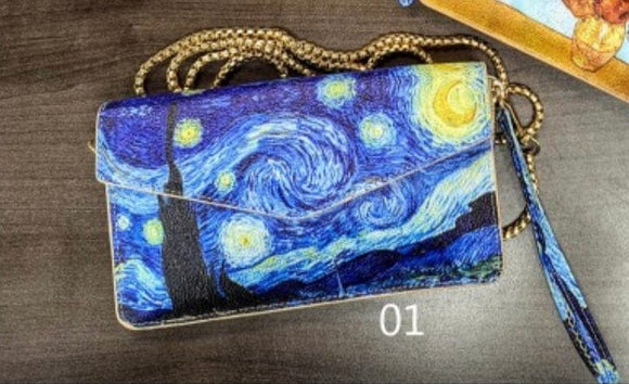 U at Home Oil Painting Purse With Chain & Wristlet