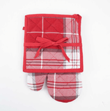 U at Home Oven Mitt/Potholder Set- Red Plaid