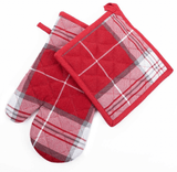 U at Home Oven Mitt/Potholder Set- Red Plaid