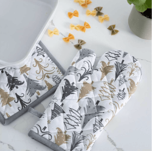 U at Home Oven Mitt/Potholder Set- Trees