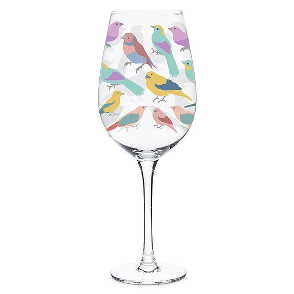 U at Home Pastel Birds Wine Glass