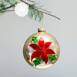 U at Home Poinsettia Glass Ornament