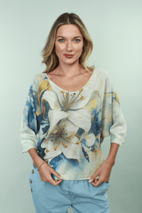 U at Home Printed Floral Top With Gold Thread