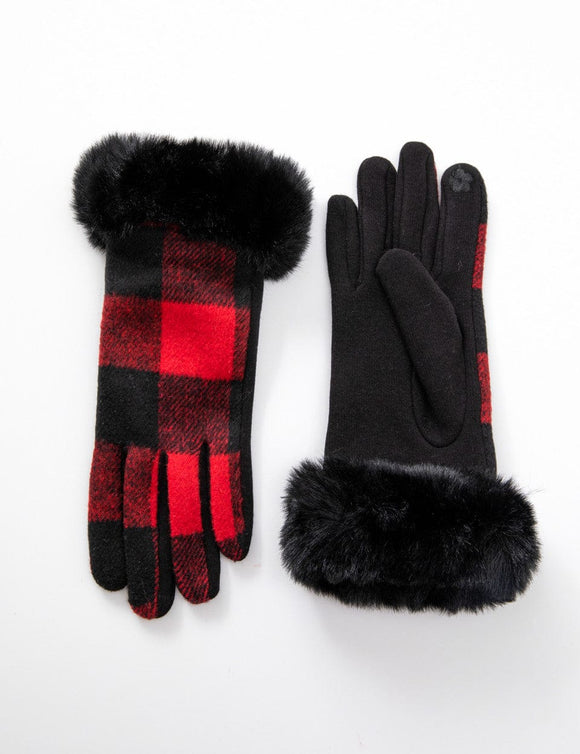 U at Home Red Check Gloves with Cuff