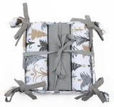 U at Home Tea Towel/Basket 4Pc- Holiday Trees