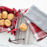 U at Home Tea Towel/Basket 4Pc- Red Plaid
