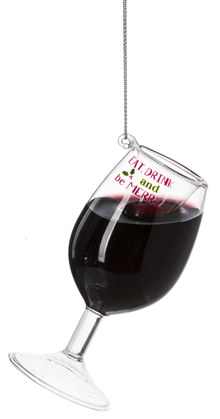 GANZ Wine Glass Ornaments-Eat Drink And Be Merry