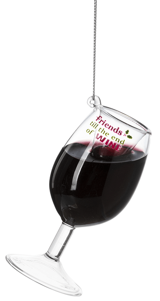 GANZ Wine Glass Ornaments- Friends Till The End of Wine