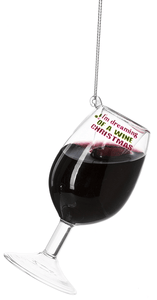 GANZ Wine Glass Ornaments-I'm Dreaming Of A Wine Christmas