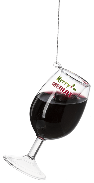 GANZ Wine Glass Ornaments- Merry Merlot