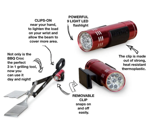 U at Home BBQ Croc CLIP-ON Flashlight for our 3 in 1 Barbecue Tool