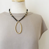 U at Home Black & Gold Glass Bead w/irregular Oval Pendent