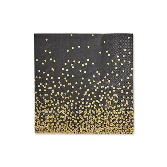 U at Home Confetti Luncheon Napkin 20Pk Black/Gold