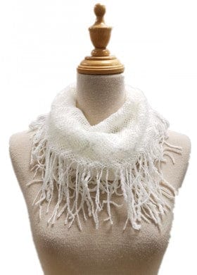 U at Home Cream Knitted Crochet Infinity Scarf