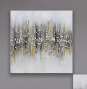 U at Home Grey/Gold Modern Oil Painting