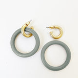 U at Home Grey & Gold Wooden Ring Earrings