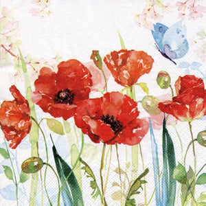 U at Home Lunch Napkin-Poppies & Butterflies