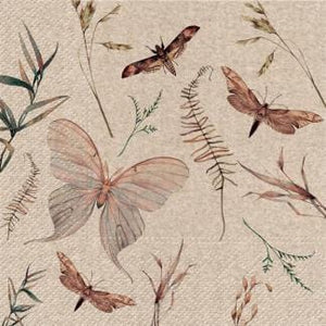U at Home Lunch napkins - butterflies on beige