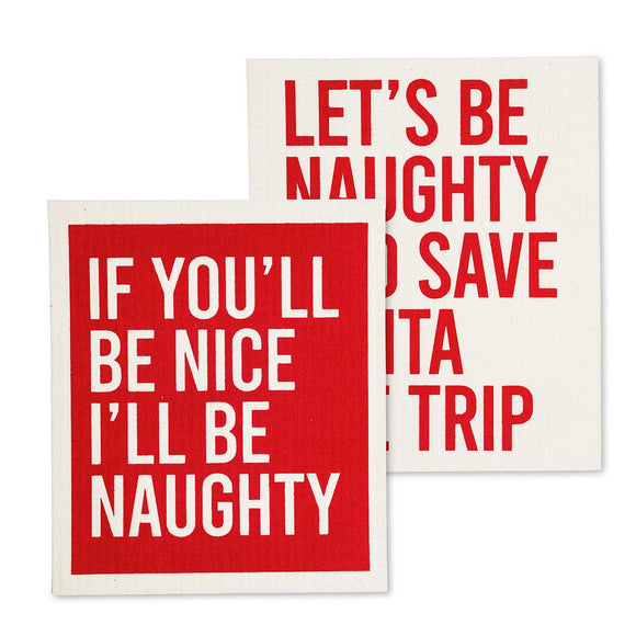 U at Home Naughty/Santa Dishcloths. Set of 2