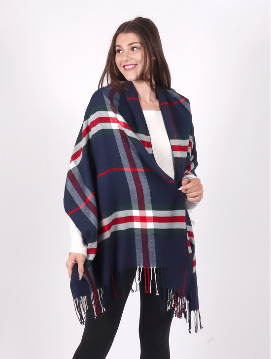 U at Home Navy Plaid with Red Scarf