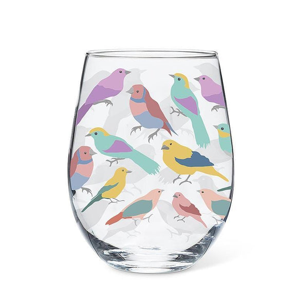U at Home Pastel Birds Stemless Wine Glass