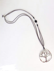 U at Home Rope Necklace With Tree Of Life Pendant-Grey