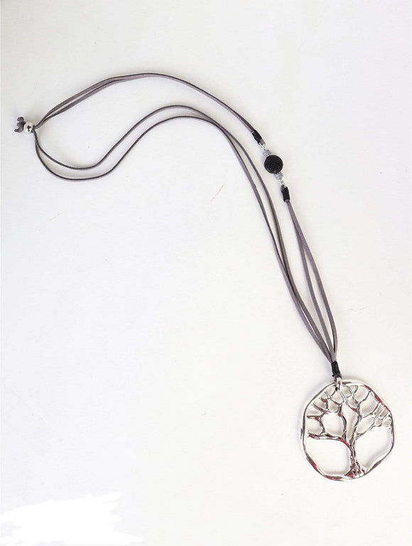 U at Home Rope Necklace With Tree Of Life Pendant-Grey